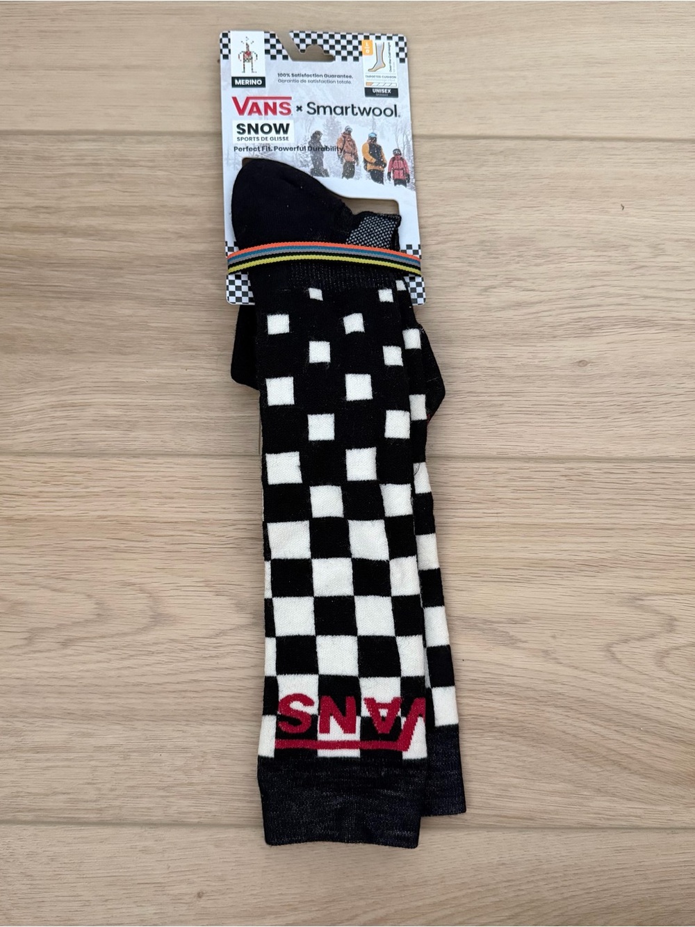 Smartwool x Vans Black and White Checkerboard Snow Socks with Red Logo